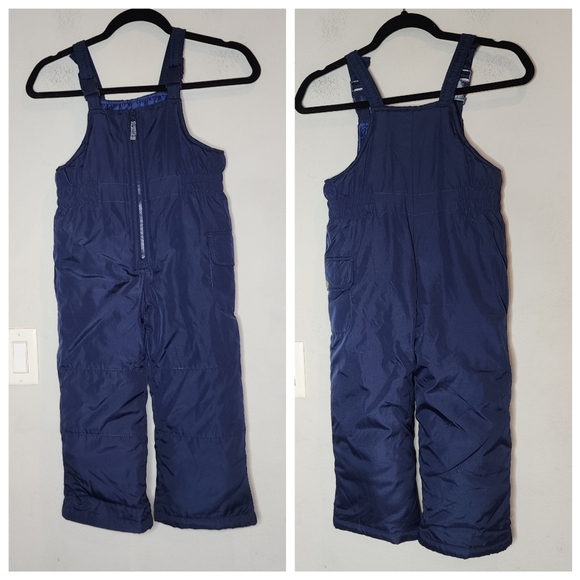 NWT Carters Snow Set Bibs & Puffer Coat Fleece Lined Blue Pink Floral Size S/4 - Picture 2 of 16